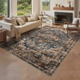 thumbnail image 1 of Hasoo Washable Living Room Area Rug 5x7 Modern Floral Non-Slip Soft Low Pile Indoor Blue/Brown Carpet, 1 of 1