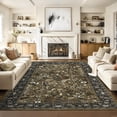 thumbnail image 1 of Hasoo Washable Living Room Area Rug 5x7 Modern Floral Non-Slip Soft Low Pile Indoor Brown Carpet, 1 of 5