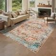thumbnail image 1 of Hasoo Washable Living Room Area Rug 8x10 Large Modern Floral Soft Stain Resistant Indoor Orange Carpet, 1 of 6