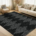 thumbnail image 1 of Hasoo Washable Living Room Area Rug 8x10 Large Modern Geometric Striped Soft Stain Resistant Indoor Black Carpet, 1 of 5