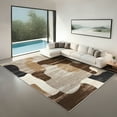 thumbnail image 1 of Hasoo Washable Living Room Area Rug 9x12 Large Modern Abstract Non-Slip Soft Low Pile Indoor Brown Carpet, 1 of 6