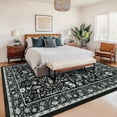 thumbnail image 1 of Hasoo Washable Living Room Area Rug 9x12 Large Modern Floral Non-Slip Soft Foldable Indoor Black Carpet, 1 of 5