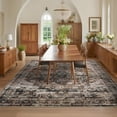 thumbnail image 1 of Hasoo Washable Living Room Area Rug 9x12 Large Modern Floral Non-Slip Soft Foldable Indoor Brown Carpet, 1 of 1
