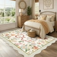 thumbnail image 1 of Hasoo Washable Living Room Area Rug 9x12 Large Modern Floral Snake Non-Slip Soft Foldable Scalloped Indoor Beige Carpet, 1 of 5