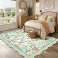 thumbnail image 1 of Hasoo Washable Living Room Area Rug 9x12 Large Modern Floral Snake Non-Slip Soft Foldable Scalloped Indoor Green Carpet, 1 of 5