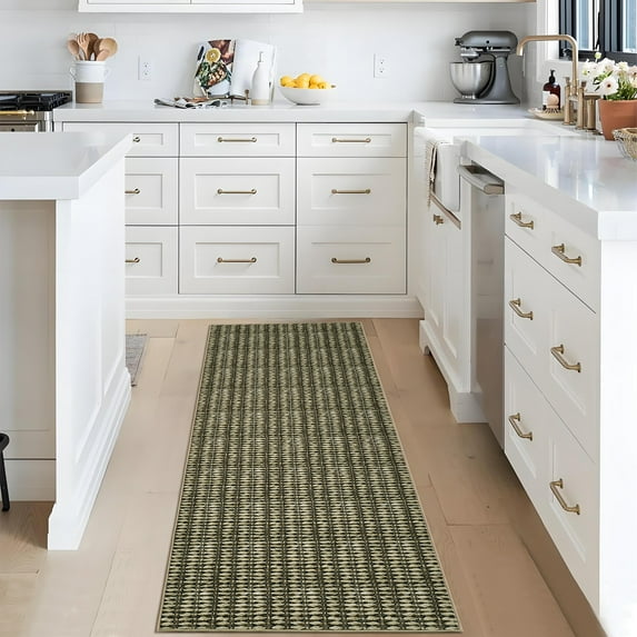 Hasoo Washable Modern Rugs Solid Imitation Braided Print Non Slip Indoor Carpet 2' x 6' Runner for Hallway, Brown