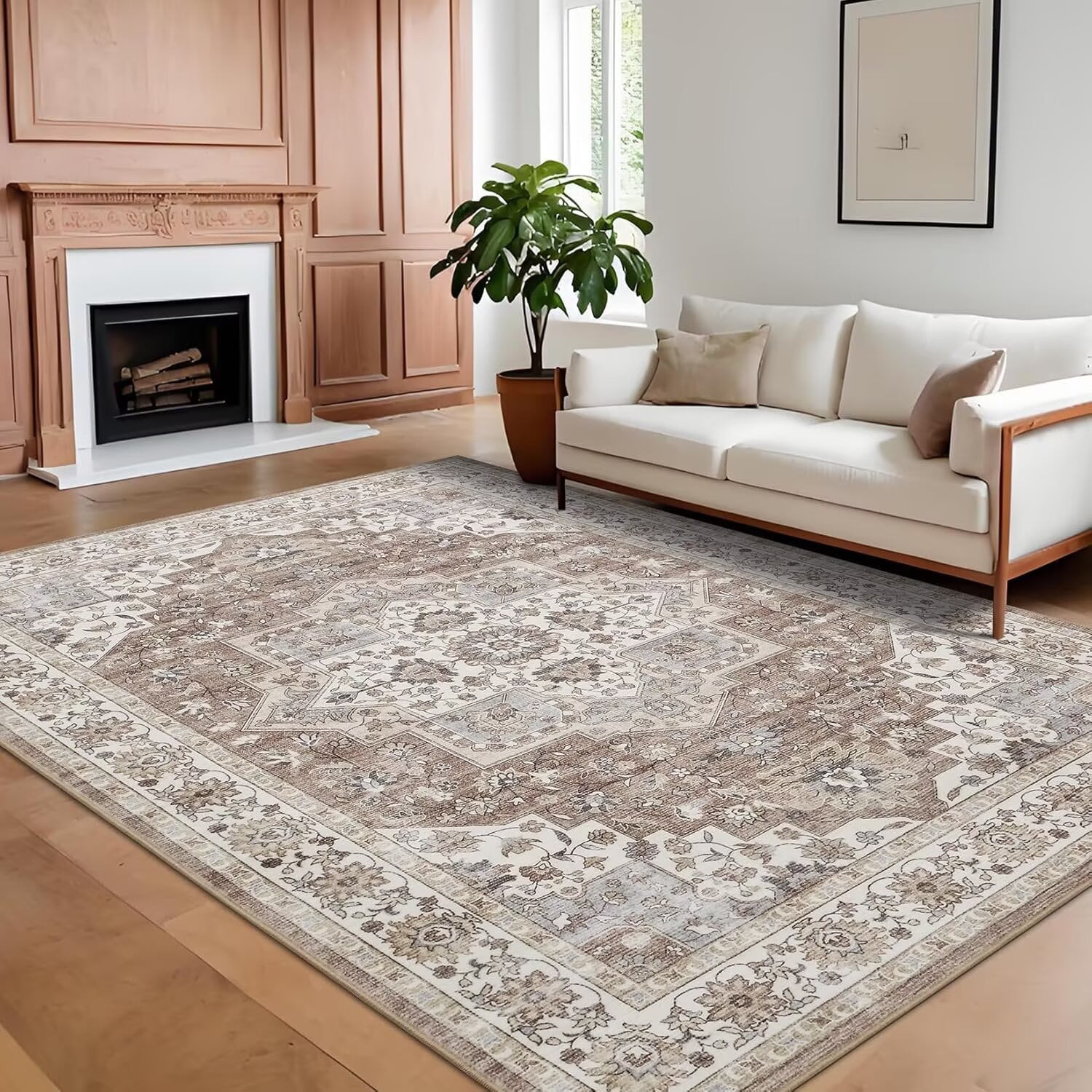 Hasoo Washable Rug 10' x 13' Rugs for Living Room Vintage Floral ...
