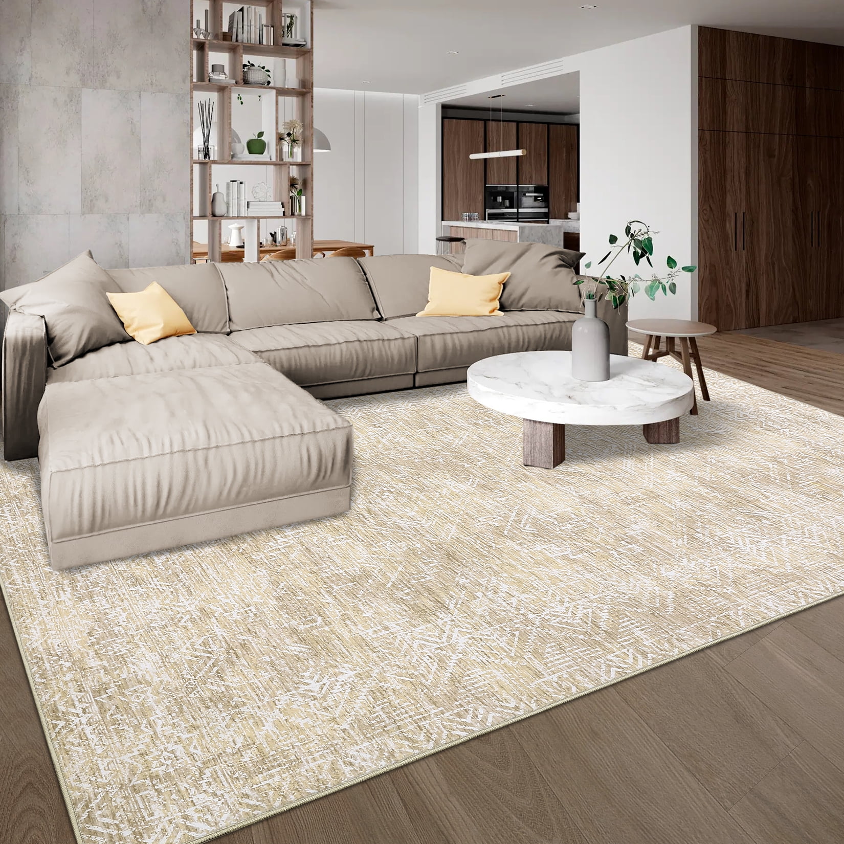 Hasoo Washable Rug 9' x 12' Rugs for Living Room Vintage Geometric ...
