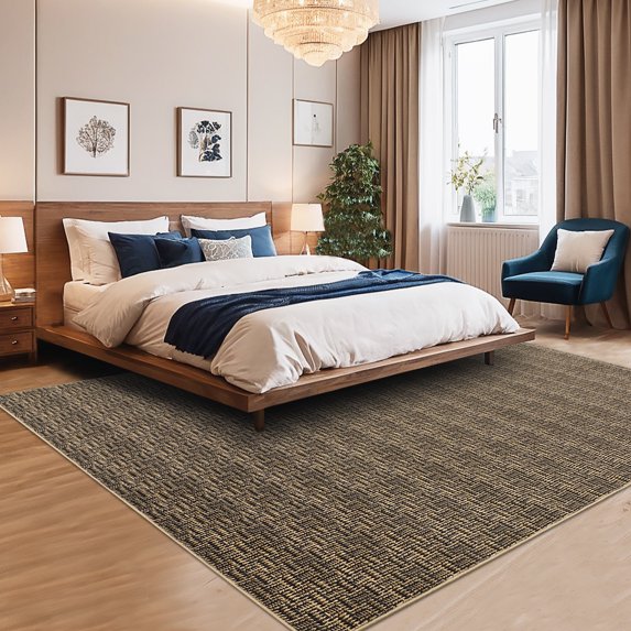 Hasoo Washable Rug Imitation Braided Print Area Rug Non Slip Large 10' x 13' Rug for Living Room Solid Printed Textured Rug Farmhouse Carpet for Bedroom Dining Room, Brown