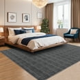 thumbnail image 1 of Hasoo Washable Rug Imitation Braided Print Area Rug Non Slip Large 9' x 12' Rug for Living Room Solid Printed Textured Rug Farmhouse Carpet for Bedroom Dining Room, Black, 1 of 6