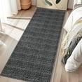 thumbnail image 1 of Hasoo Washable Rug Imitation Braided Print Non Slip 2' x 6' Runner for Living Room Solid Printed Textured Rug Farmhouse Carpet for Bedroom Dining Room, Black, 1 of 6