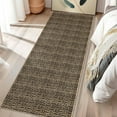 thumbnail image 1 of Hasoo Washable Rug Imitation Braided Print Non Slip 2' x 6' Runner for Living Room Solid Printed Textured Rug Farmhouse Carpet for Bedroom Dining Room, Brown, 1 of 6