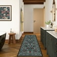 thumbnail image 1 of Hasoo Washable Runner Rug 2x6 Bathroom Floral Rug Runner Modern Kitchen Rug, Black, 1 of 5