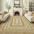 thumbnail image 1 of HOMERRY Washable Throw Rug for Living Room 5' x 7' Braided Print Modern Bordered Soft Non-Slip Indoor Carpet, Yellow, 1 of 6