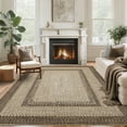 thumbnail image 1 of Hasoo Washable Throw Rug for Living Room 6' x 9' Braided Print Modern Bordered Soft Non-Slip Indoor Carpet, Camel, 1 of 6