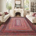 thumbnail image 1 of HOMERRY Washable Throw Rug for Living Room 6' x 9' Braided Print Modern Bordered Soft Non-Slip Indoor Carpet, Pink, 1 of 6