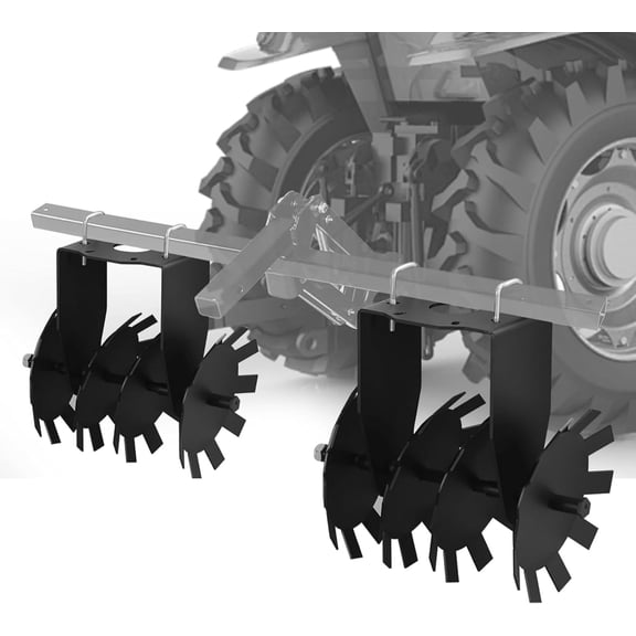 Hasopy 2 Pack ATV Disc Plow Harrow for Improving Soil Quality and Crop Yield, Heavy Duty Cut Disc Plow Scraper Blade, Pull Behind Tiller for ATV/UTV and Garden Tractor Impact Implement