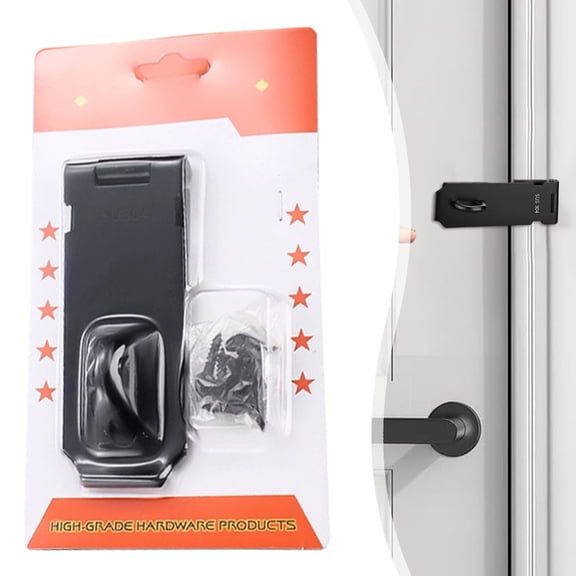 Hasp Latch, Hearthoom Door Hasp Padlock Latch, Stainless Steel Safety Clasp Hasp Lock Latch, Extra Thick Door Gate Lock Hasp with Screws, Hasp Latch Polished Finish 1 Pack (4 Inch) Hasp, Black 2