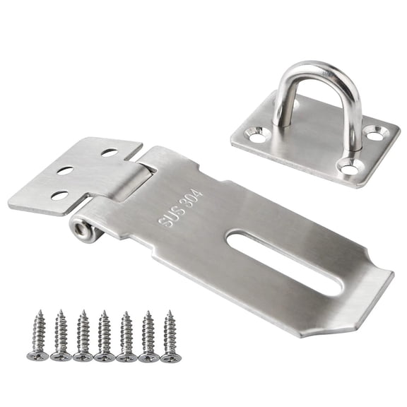 Hasp Lock,Door Hinge Lock Padlock,Black Clasp Latch Hinges Lock for Doors,3 Inch