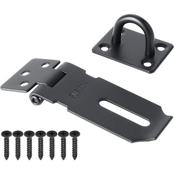 Hasp Lock, Door Hinge Lock Padlock, Black Hasp Hinge Lock for Door, SUS 304 Stainless Steel Brushed Nickel Breast Lock (3 Inch)
