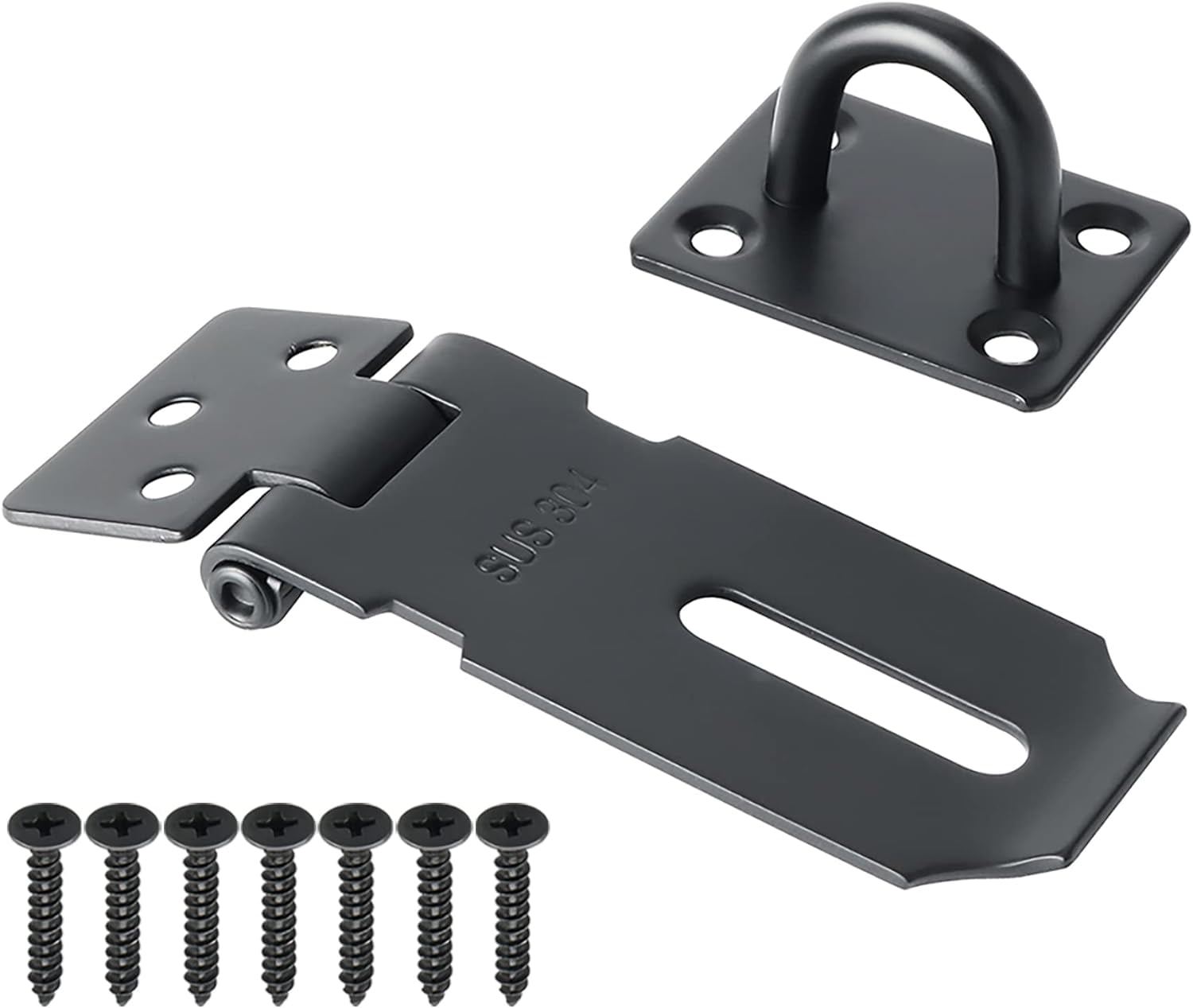 Hasp Lock, Door Hinge Lock Padlock, Black Hasp Hinge Lock for Door, SUS