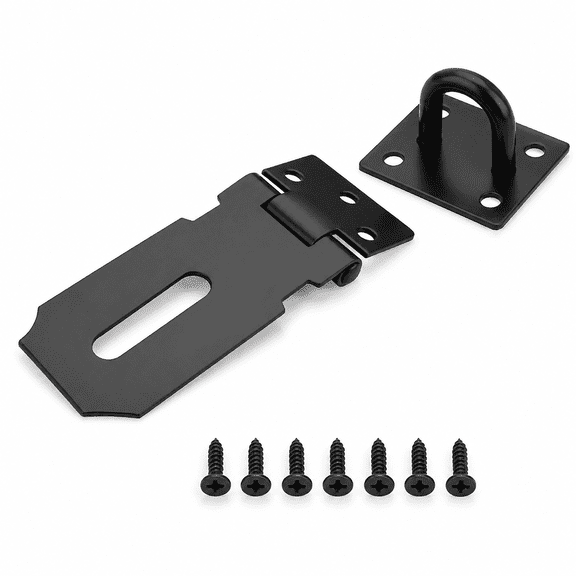 Hasp Lock, Door Hinge Lock Padlock, Black Hasp Hinge Lock for Door, SUS 304 Stainless Steel Brushed Nickel Breast Lock (3 Inch)