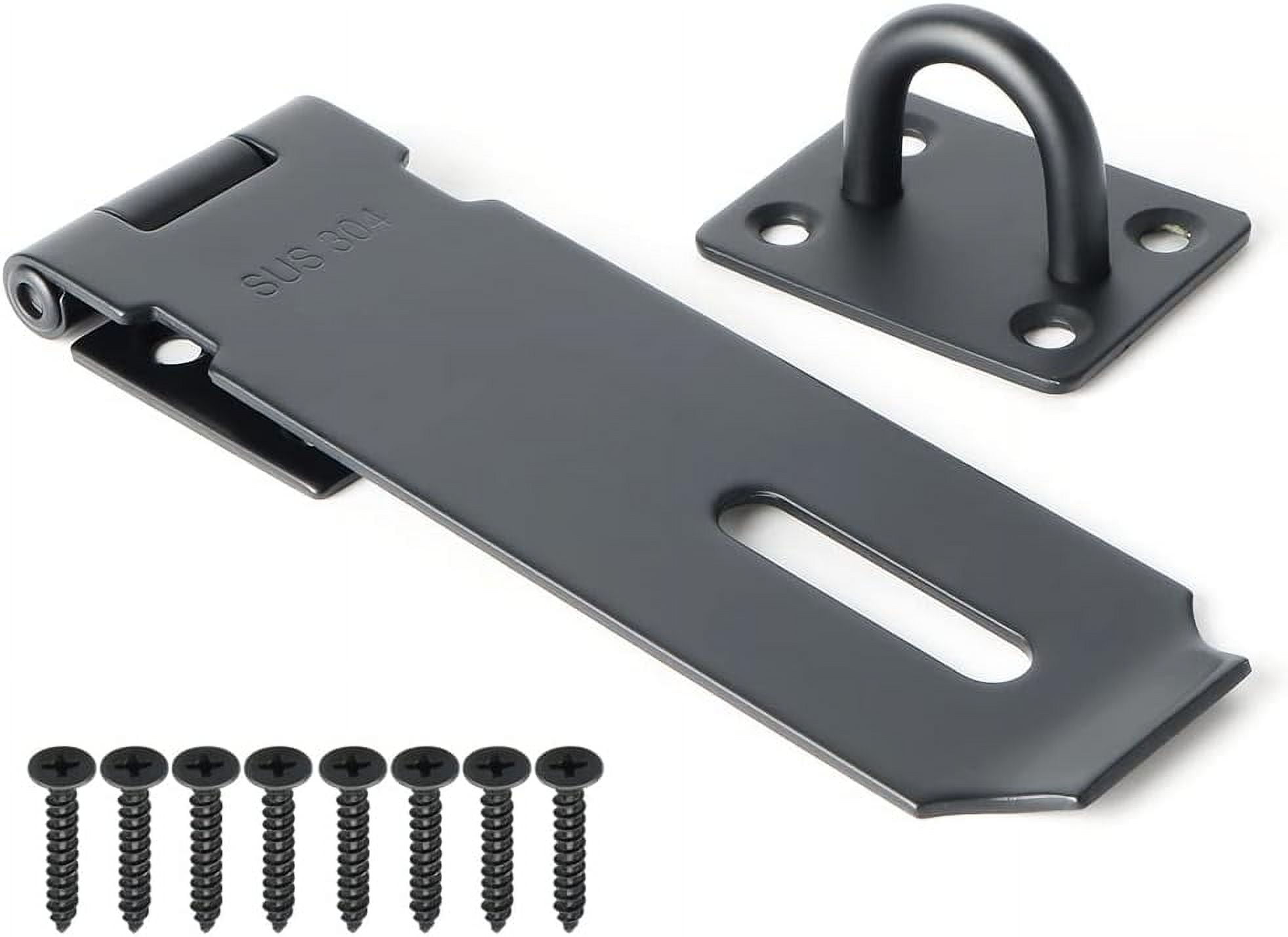 Hasp Lock, Door Hinge Lock Padlock, Black Hasp Hinge Lock for Door, SUS