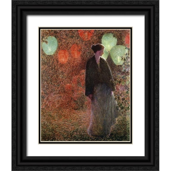Hassam, Childe 15x18 Black Ornate Wood Framed with Double Matting Museum Art Print Titled - July Night