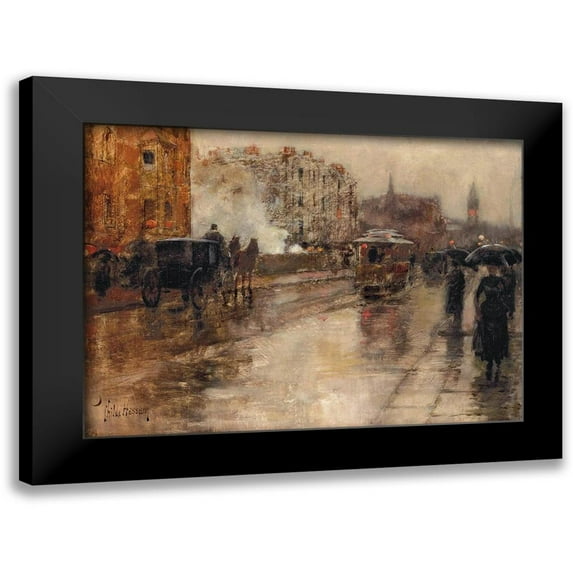 Hassam, Childe 18x14 Black Modern Framed Museum Art Print Titled - Rainy Day-Boston