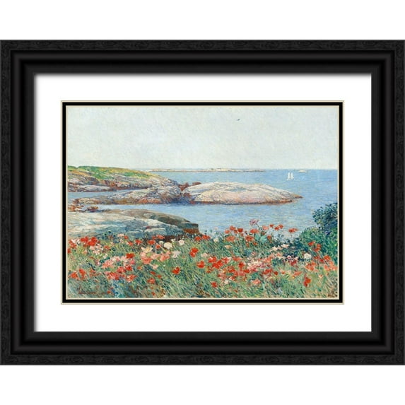 Hassam, Childe 18x14 Black Ornate Wood Framed with Double Matting Museum Art Print Titled - Poppies- Isles of Shoals