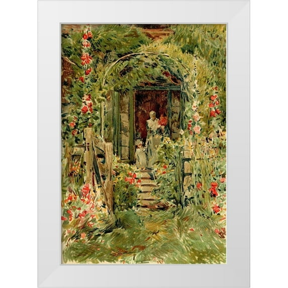 Hassam, Childe 18x24 White Modern Wood Framed Museum Art Print Titled - Garden in Its Glory