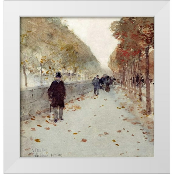 Hassam, Childe 20x21 White Modern Wood Framed Museum Art Print Titled - Quai Du Louvre