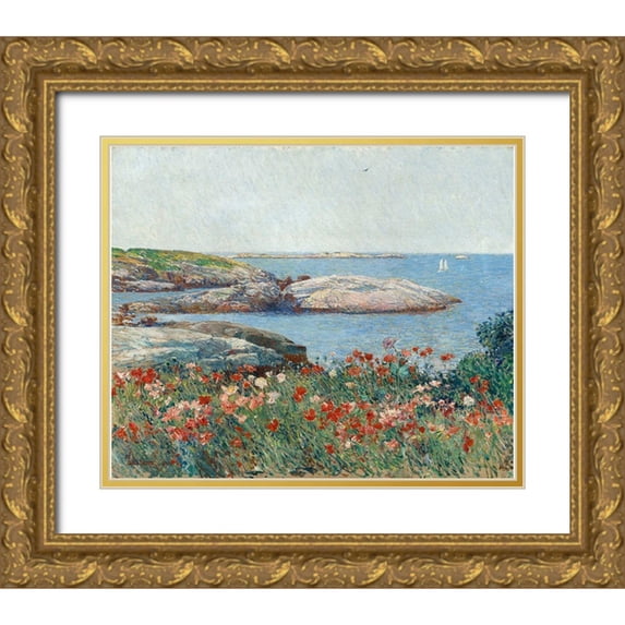 Hassam, Childe 23x20 Gold Ornate Wood Framed with Double Matting Museum Art Print Titled - Poppies-Isles of Shoals