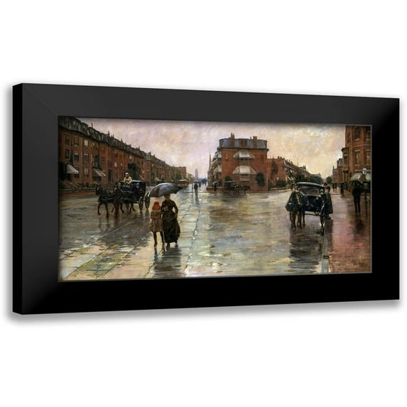 Hassam, Childe 24x15 Black Modern Framed Museum Art Print Titled - Rainy Day-Boston