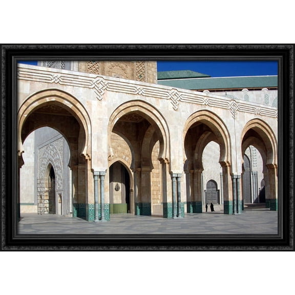 Hassan II Mosque, Morocco 40x28 Large Black Ornate Wood Framed Canvas Art