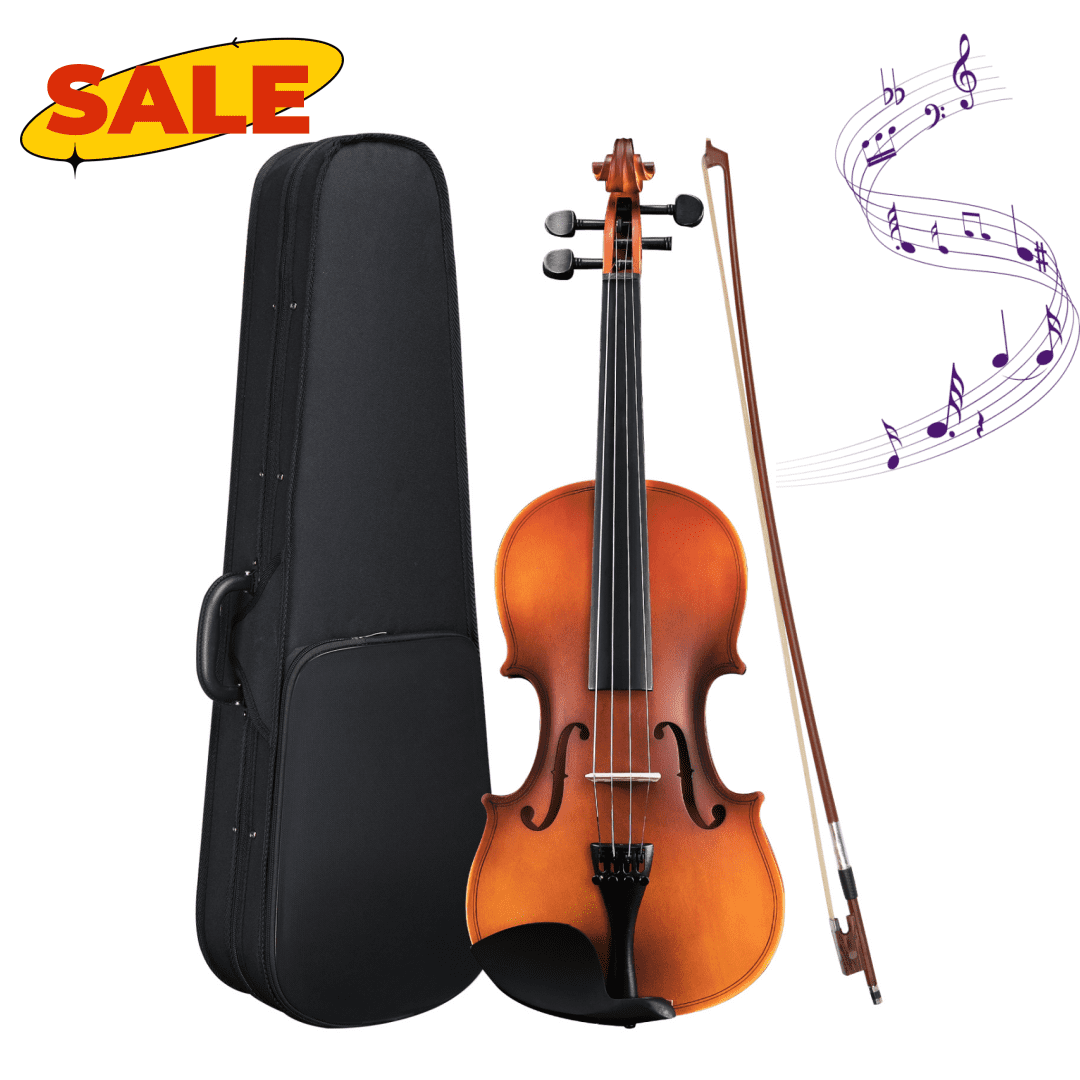 Hassch 1/2 Violin, Fiddle for Beginners with Case, Bow, Rosin, Tuner, Strings and Shoulder Rest, Matte Natural