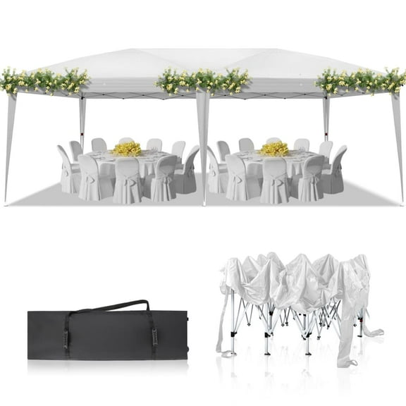 Hassch 10' x 20' Canopy with Carry Bag, Large Party Tent, Event Shelter Gazebo for Patio Party Weddings Picnic, White