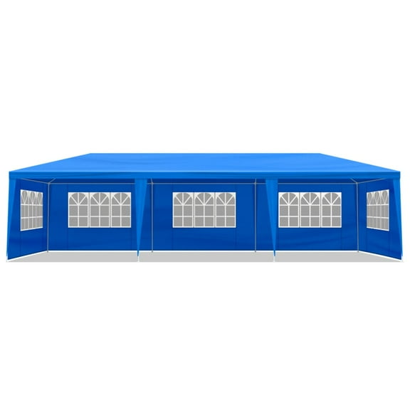 Hassch 10' x 30' Large Tent, Outdoor Event Shelter, Gazebo Canopy with 8 Removable Sidewalls for Wedding, Picnic, BBQ, Blue