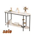 thumbnail image 1 of Hassch 11.4"W Narrow Console Table with Open Storage Shelf, 41"L Oval Sofa Table for Living Room, Hallway, Foyer, White & Black, 1 of 6