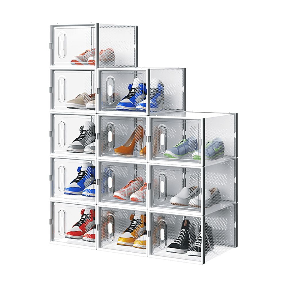 Hassch 12 Pack Medium Shoe Storage Boxes, Shoe Organizer for Closet ...