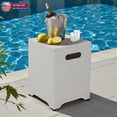 thumbnail image 1 of Hassch 16.1" Square Propane Tank Storage Side Table, Iron Gas Bottle Conceal Patio Table with Open Bottom and Adjustable Feet, Weather-Resistant Outdoor Accent Table, Imitation Marble Color, 1 of 9