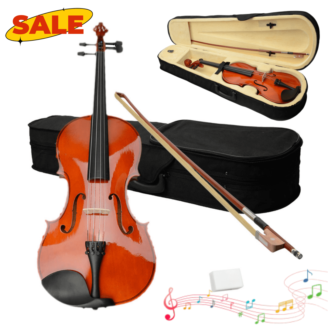 Hassch 16" Acoustic Viola Kit with Case, Bow and Rosin for Beginners, Nature