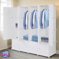Hassch 16-Cube Storage Organizer with Doors and Hanging Rods, Closet ...