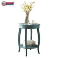 thumbnail image 1 of Hassch Modern 2-Tier Round End Table, 18" Wood Accent Table with Open Shelf and Stylish Cabriole Legs, Teal Finish, 1 of 8
