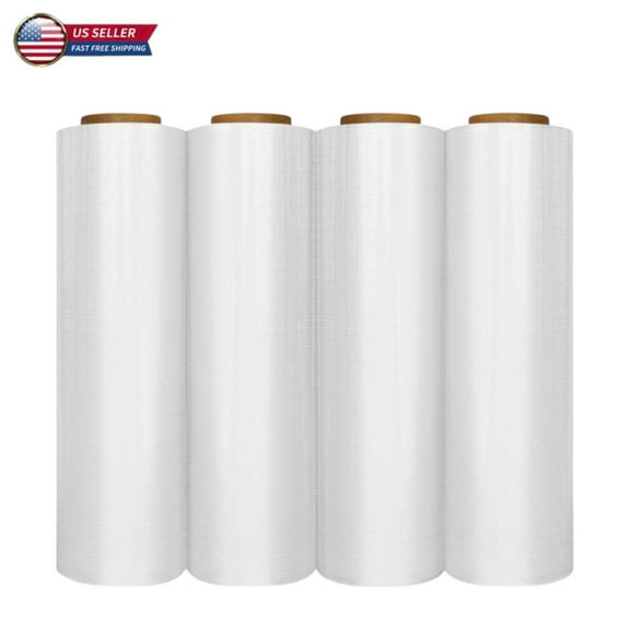 Hassch Stretch Wrap, 4 Pack, 18 Inch x 1000 Feet, 80 Gauge, Clear Plastic Cling, Handy Stretch Film Rolls for Packaging Moving Packing Pallets