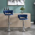 thumbnail image 1 of Hassch 2 Pack Swivel Bar Stools, 30.1" - 38.1" Height Adjustable Upholstered Bar Chair, Velvet Fabric Island Barstool for Small Space, Blue, 1 of 9