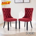 thumbnail image 1 of Hassch 2 Pack Upholstered Chairs, Velvet Dining Chair with Wood Legs for Home, Easy Assembly, Wine Red & Black, 1 of 10