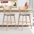 thumbnail image 1 of Hassch 2-Pack Upholstered Seat Bar Stools, Modern Farmhouse Wooden Counter Barchairs with Backrest and Footrest, Ideal for Kitchen Island or Living Room (Oak), 1 of 6