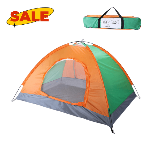 Hassch 2 Person Camping Dome Tent with Carrying Bag, Lightweight Portable Backpacking Tent for Outdoor Hiking, Orange & Green