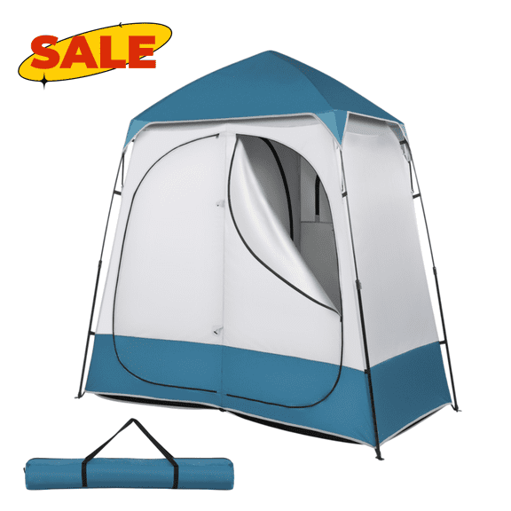 Hassch 2 Room Dressing Changing Tent, Instant Pop Up Shelter with Carrying Bag, Privacy Shower Tent for Camping, Hiking, Picnic, Easy Set Up, Blue & White